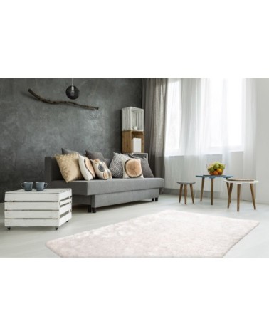 Tapis shaggy en Polyester Blanc cassé 80x150 cm