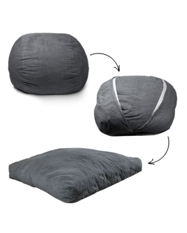 Pouf lit convertible 2en1 gris foncé