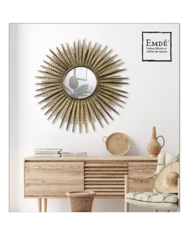 Miroir soleil biseauté en métal or D88