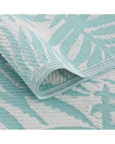 Tapis extérieur motif palmier turquoise 120x160