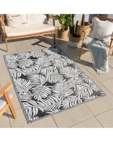 Tapis extérieur motif palmier noir 180x280