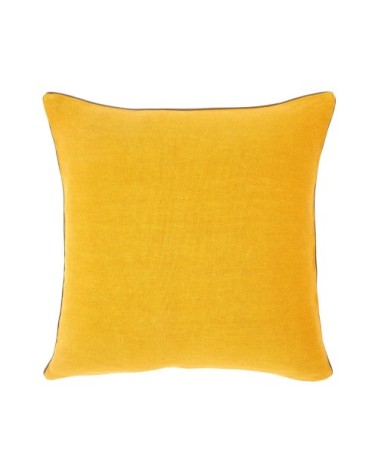 Housse de coussin en lin jaune or 45 x 45 cm