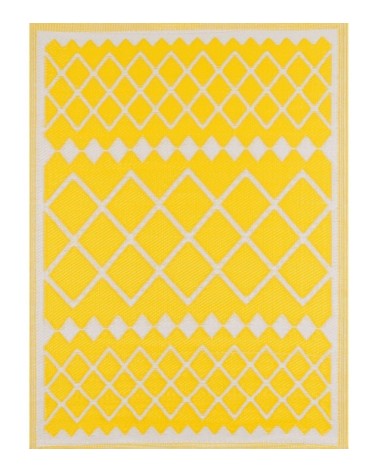 Tapis extérieur motif géométrique jaune 150x220