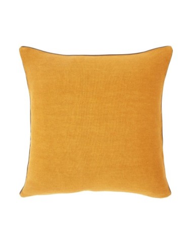 Housse de coussin en lin jaune or 45 x 45 cm