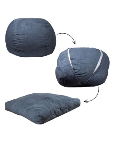 Pouf lit convertible 2en1 bleu foncé