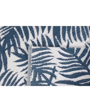 Tapis extérieur motif palmier bleu 150x220