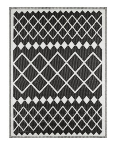 Tapis extérieur motif géométrique noir 150x220