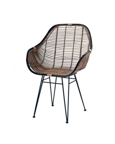 Fauteuil en rotin naturel foncé