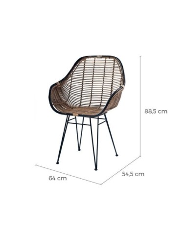 Fauteuil en rotin naturel foncé