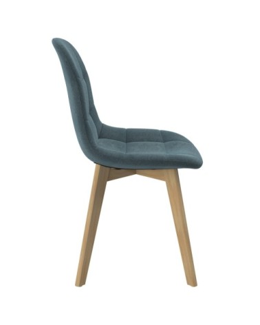 Chaise scandinave bleu/gris pieds bois d'hêtre (lot de 2)