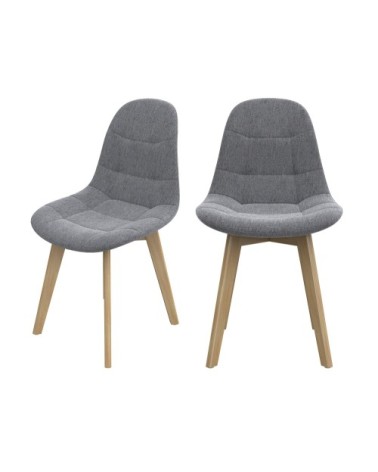 Chaise scandinave gris clair pieds bois d'hêtre (lot de 2)