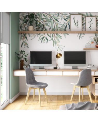 Chaise scandinave gris clair pieds bois d'hêtre (lot de 2)