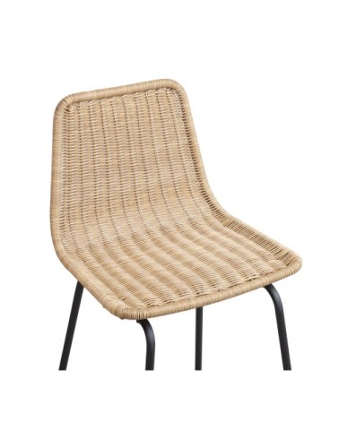 Lot de 2 tabourets de bar en métal et rotin 65 cm