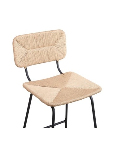Lot de 2 tabourets de bar en métal et corde tressée 65 cm TIDRA