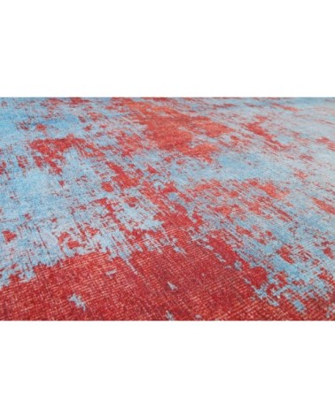 Tapis tissé extra plat bleu et rouge brique 120x170