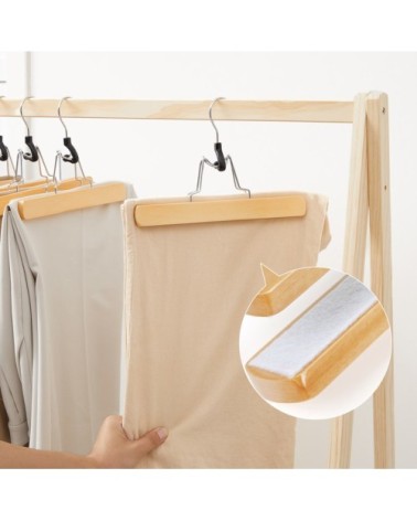 Cintre de jupe en bois lot de 12 pince pleine largeur couleur boisée