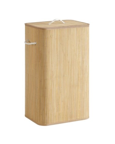 Panier à linge avec couvercle 90l pliable effet bois couleur naturelle