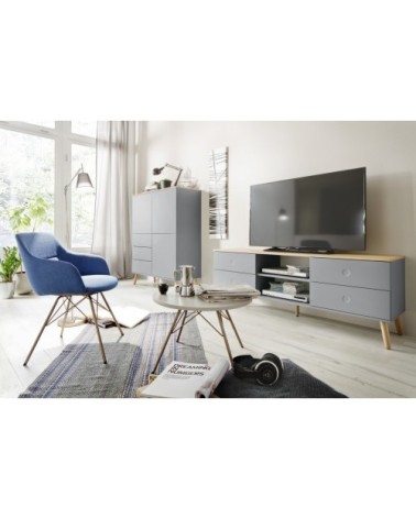 Meuble TV scandinave effet bois gris