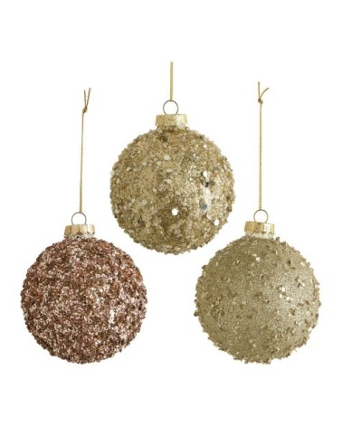 Coffret de 3 boules décoratives comète pailletées en verre