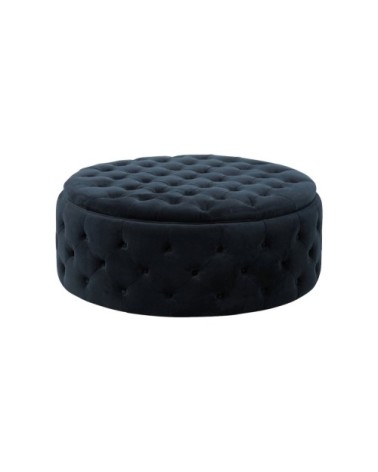 Grand pouf rond style moderne velours noir