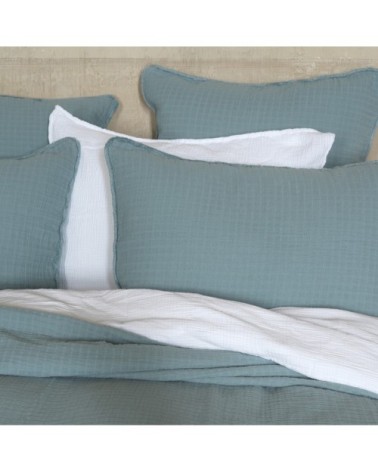 Housse de coussin gaze de coton bleu minéral 50X70 CM