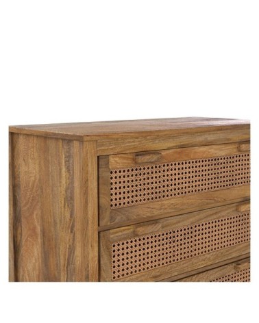 Commode en cannages et bois 3 tiroirs