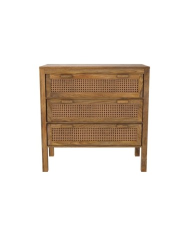 Commode en cannages et bois 3 tiroirs