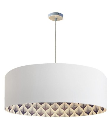 Suspension blanc imprimé bleu D65cm