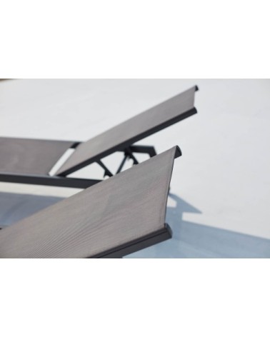 Lot de 2 transats avec roulettes gris foncé