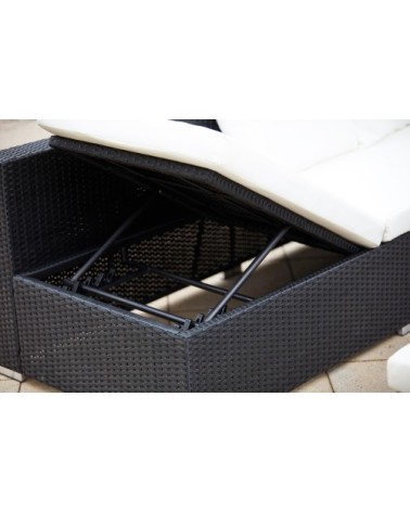 Salon de jardin encastrable 10 places en résine noir/blanc