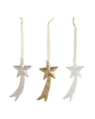Coffret de 3 étoiles filantes pailletées en verre