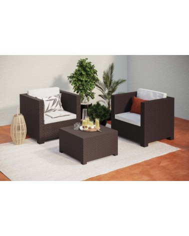 Salon de jardin en résine recyclée 2 places wengué