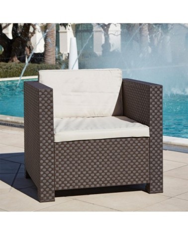 Salon de jardin en résine recyclée 2 places wengué