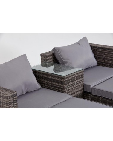 Salon de jardin 4 places en résine tressée gris