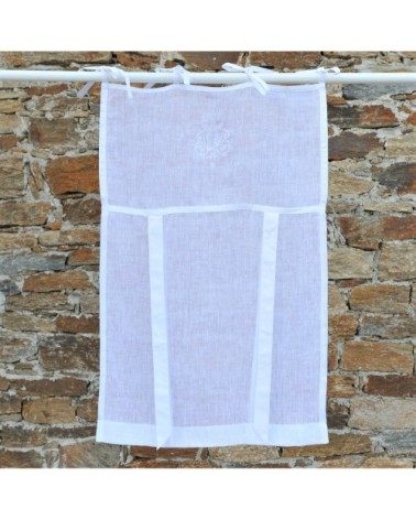Store en lin blanc avec monogramme 60X120 CM