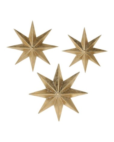 Set de 3 étoiles en métal finition laiton
