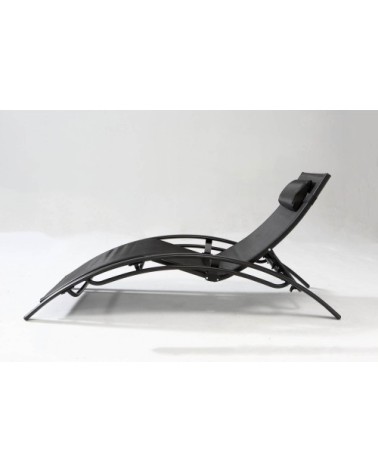 Transat ajustable et empilable avec pieds en acier noir