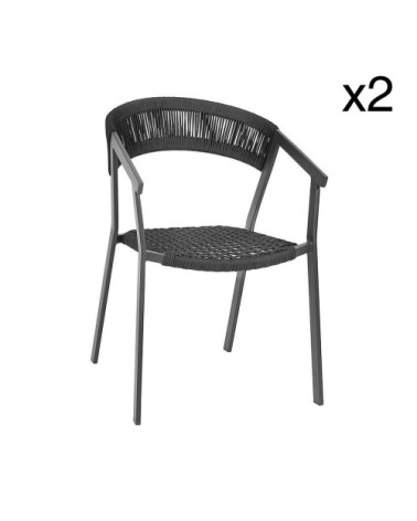 Lot de 2 fauteuils en cordelette noire