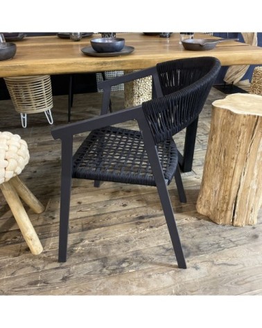 Lot de 2 fauteuils en cordelette noire