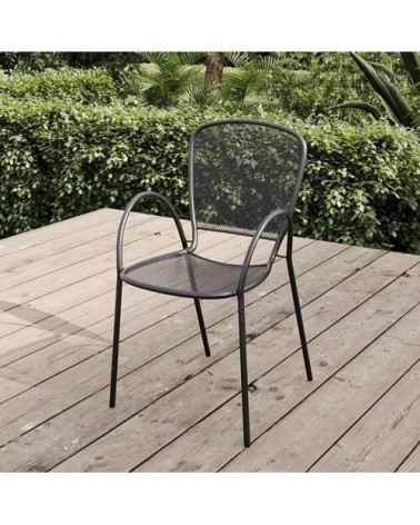 Fauteuil de jardin empilable en acier noir