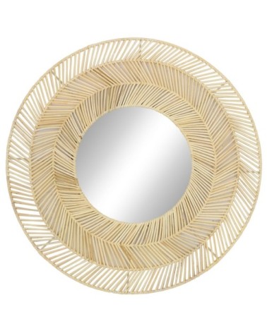 Miroir rond cadre en rotin D55