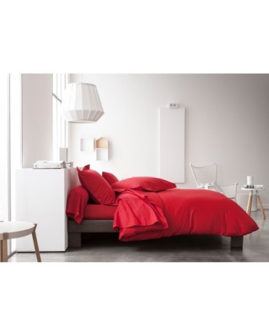 Taie d'oreiller uni en coton rouge 75x75 cm