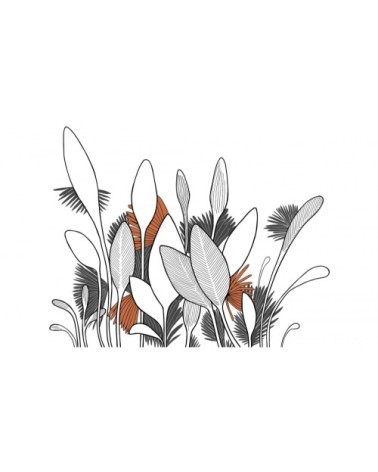 Papier peint panoramique végétal 340 x 250  gris