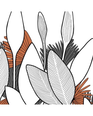 Papier peint panoramique végétal 255 x 250  gris