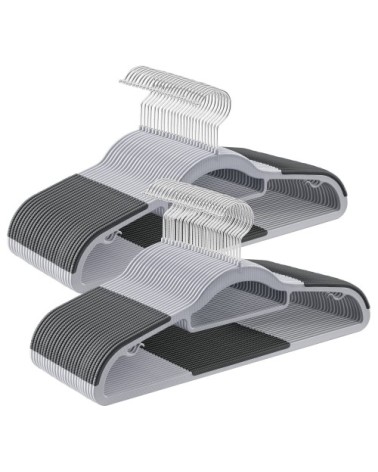 Cintres 50 pièces antidérapant largeur 42 cm gris clair et gris sûr
