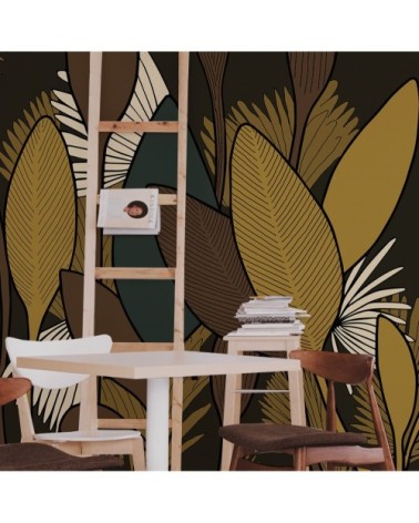 Papier peint panoramique végétal v2 425 x 250  brun