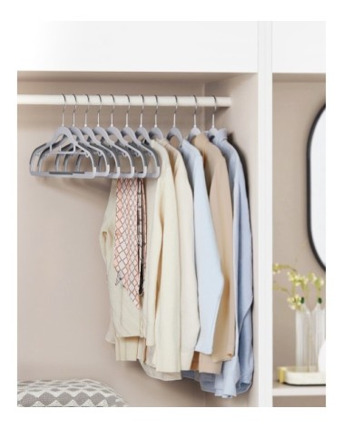 Cintres 50 pièces antidérapant largeur 42 cm gris clair et gris sûr