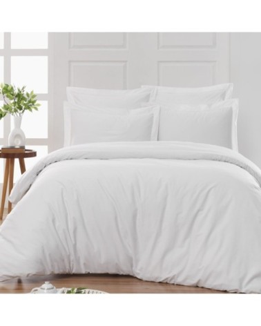 Drap housse en percale de coton Blanc 120x190 cm