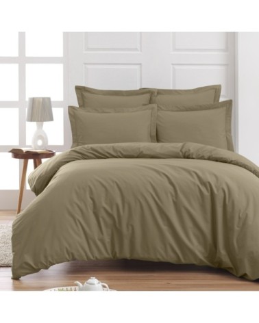 Drap housse en percale de coton Taupe 120x190 cm