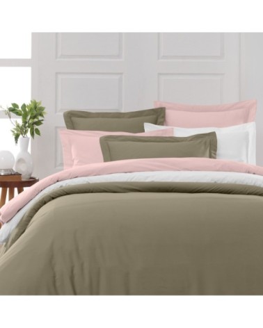 Drap housse en percale de coton Taupe 140x200 cm
